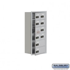 Salsbury Cell Phone Storage Locker - with Front Access Panel - 6 Door High Unit (8 Inch Deep Compartments) - 8 A Doors (7 usable) and 2 B Doors - Aluminum - Recessed Mounted - Resettable Combination Locks  19168-10ARC