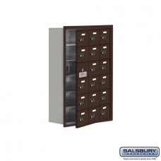 Salsbury Cell Phone Storage Locker - with Front Access Panel - 6 Door High Unit (8 Inch Deep Compartments) - 18 A Doors (17 usable) - Bronze - Recessed Mounted - Resettable Combination Locks  19168-18ZRC