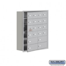 Salsbury Cell Phone Storage Locker - with Front Access Panel - 6 Door High Unit (8 Inch Deep Compartments) - 16 A Doors (15 usable) and 4 B Doors - Aluminum - Recessed Mounted - Master Keyed Locks   19168-20ARK