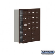 Salsbury Cell Phone Storage Locker - with Front Access Panel - 6 Door High Unit (8 Inch Deep Compartments) - 16 A Doors (15 usable) and 4 B Doors - Bronze - Recessed Mounted - Master Keyed Locks  19168-20ZRK