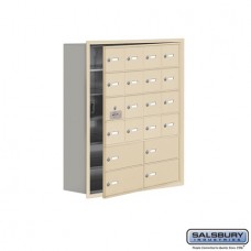Salsbury Cell Phone Storage Locker - with Front Access Panel - 6 Door High Unit (8 Inch Deep Compartments) - 16 A Doors (15 usable) and 4 B Doors - Sandstone - Recessed Mounted - Master Keyed Locks  19168-20SRK