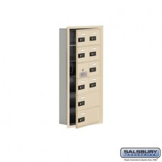 Salsbury Cell Phone Storage Locker - with Front Access Panel - 6 Door High Unit (5 Inch Deep Compartments) - 8 A Doors (7 usable) and 2 B Doors - Sandstone - Recessed Mounted - Resettable Combination Locks  19165-10SRC
