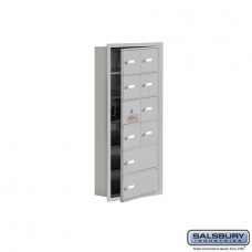 Salsbury Cell Phone Storage Locker - with Front Access Panel - 6 Door High Unit (5 Inch Deep Compartments) - 8 A Doors (7 usable) and 2 B Doors - Aluminum - Recessed Mounted - Master Keyed Locks  19165-10ARK