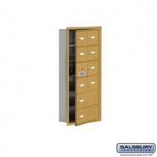 Salsbury Cell Phone Storage Locker - with Front Access Panel - 6 Door High Unit (5 Inch Deep Compartments) - 8 A Doors (7 usable) and 2 B Doors - Gold - Recessed Mounted - Master Keyed Locks  19165-10GRK