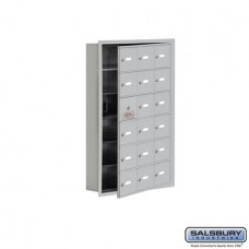 Salsbury Cell Phone Storage Locker - with Front Access Panel - 6 Door High Unit (5 Inch Deep Compartments) - 18 A Doors (17 usable) - Aluminum - Recessed Mounted - Master Keyed Locks  19165-18ARK