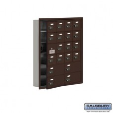 Salsbury Cell Phone Storage Locker - with Front Access Panel - 6 Door High Unit (5 Inch Deep Compartments) - 16 A Doors (15 usable) and 4 B Doors - Bronze - Recessed Mounted - Resettable Combination Locks  19165-20ZRC