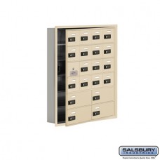 Salsbury Cell Phone Storage Locker - with Front Access Panel - 6 Door High Unit (5 Inch Deep Compartments) - 16 A Doors (15 usable) and 4 B Doors - Sandstone - Recessed Mounted - Resettable Combination Locks  19165-20SRC
