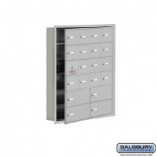 Salsbury Cell Phone Storage Locker - with Front Access Panel - 6 Door High Unit (5 Inch Deep Compartments) - 16 A Doors (15 usable) and 4 B Doors - Aluminum - Recessed Mounted - Master Keyed Locks  19165-20ARK