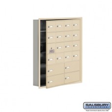 Salsbury Cell Phone Storage Locker - with Front Access Panel - 6 Door High Unit (5 Inch Deep Compartments) - 16 A Doors (15 usable) and 4 B Doors - Sandstone - Recessed Mounted - Master Keyed Locks  19165-20SRK