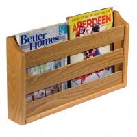 Wooden Mallet® Doublewide Oak Magazine Rack, Wall Mount or Tabletop, Light Oak