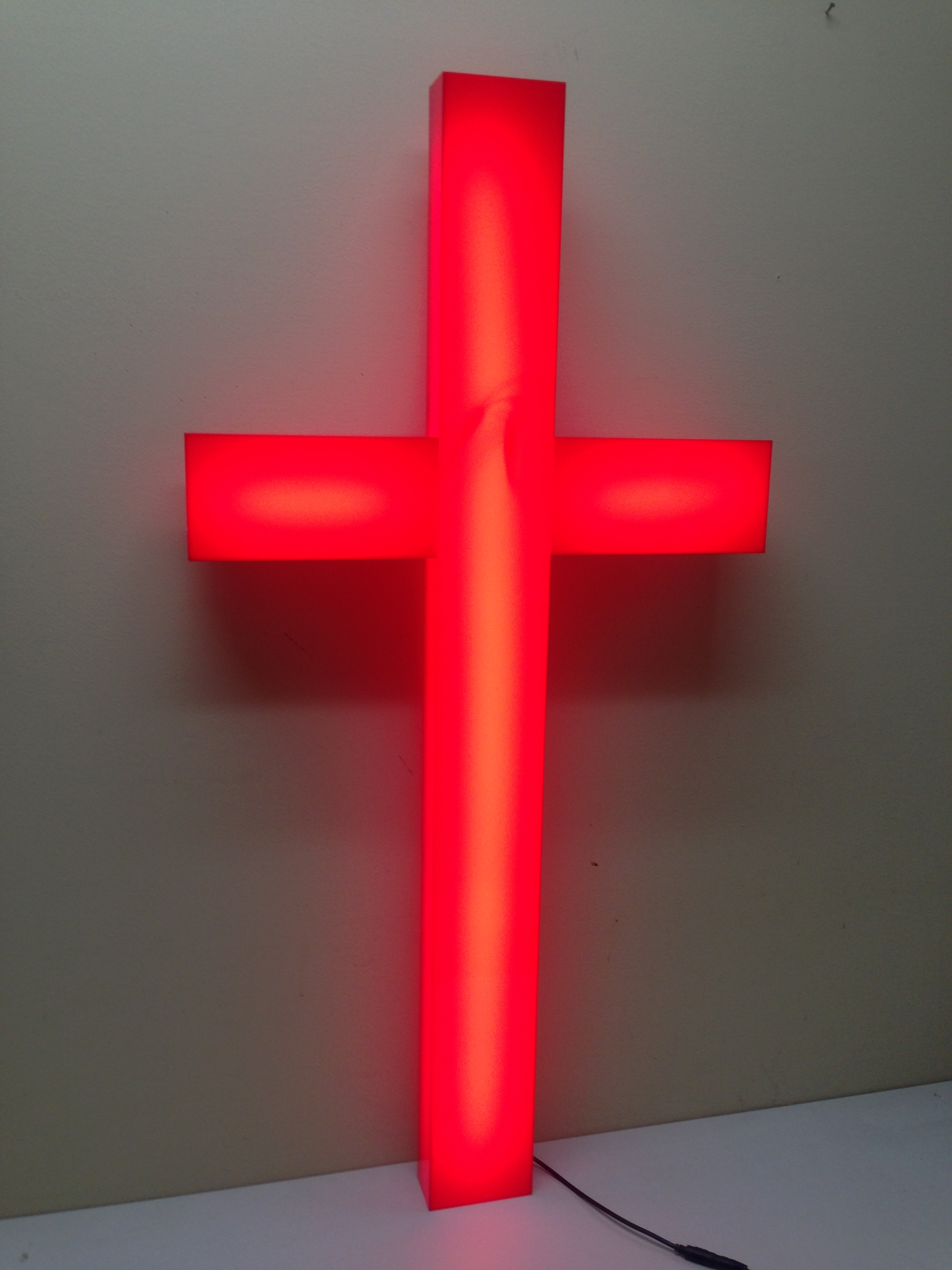 Red Cross Christian Lighted Church Sign Red Plexiglass LED Light Wall ...