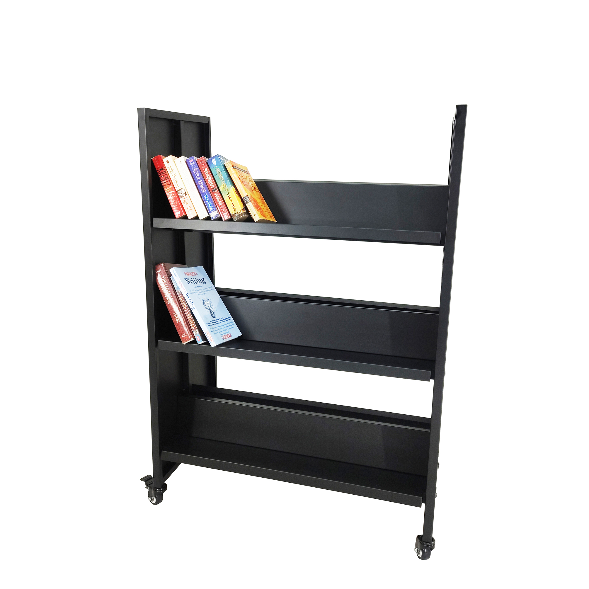 Double Sided Metal Book Cart Library Cart Mobile Book Storage School ...