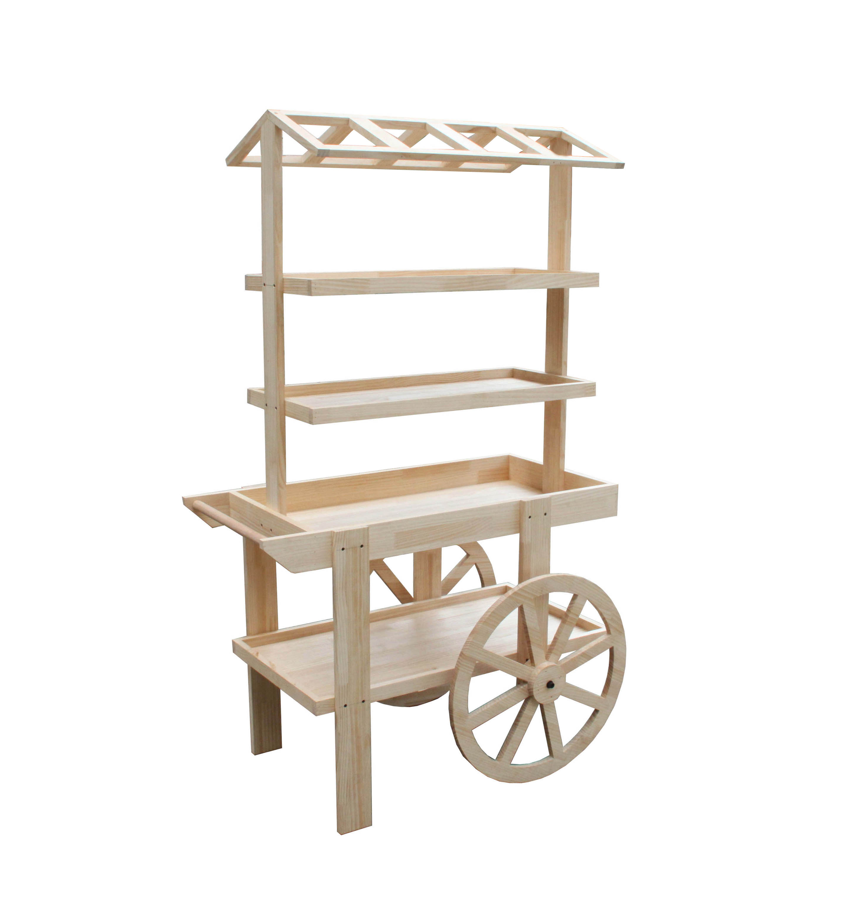 Wood Cart Vendor Display Flower Retail Cart Bakery Cart 