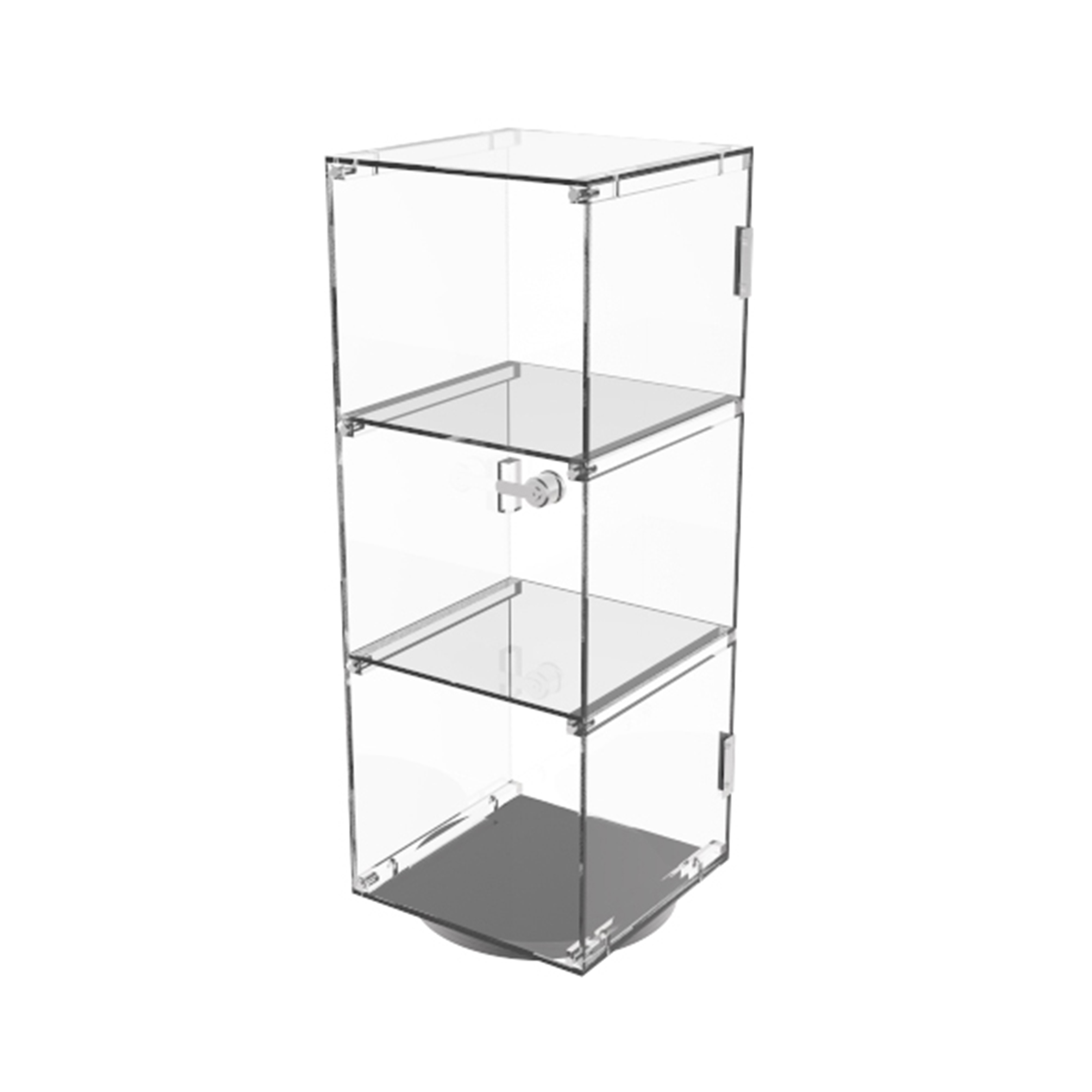 Fixturedisplays 6x6x16 Rotating Mini Plexiglass Lucite Clear Acrylic Tower Showcase Display 7342