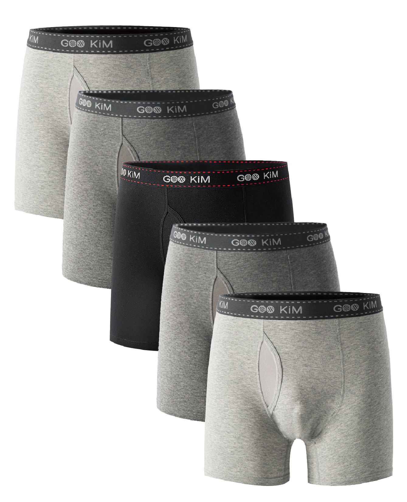 FixtureDisplays 5PK Men's Soft Cotton Boxer Briefs Fly Front Underwear ...